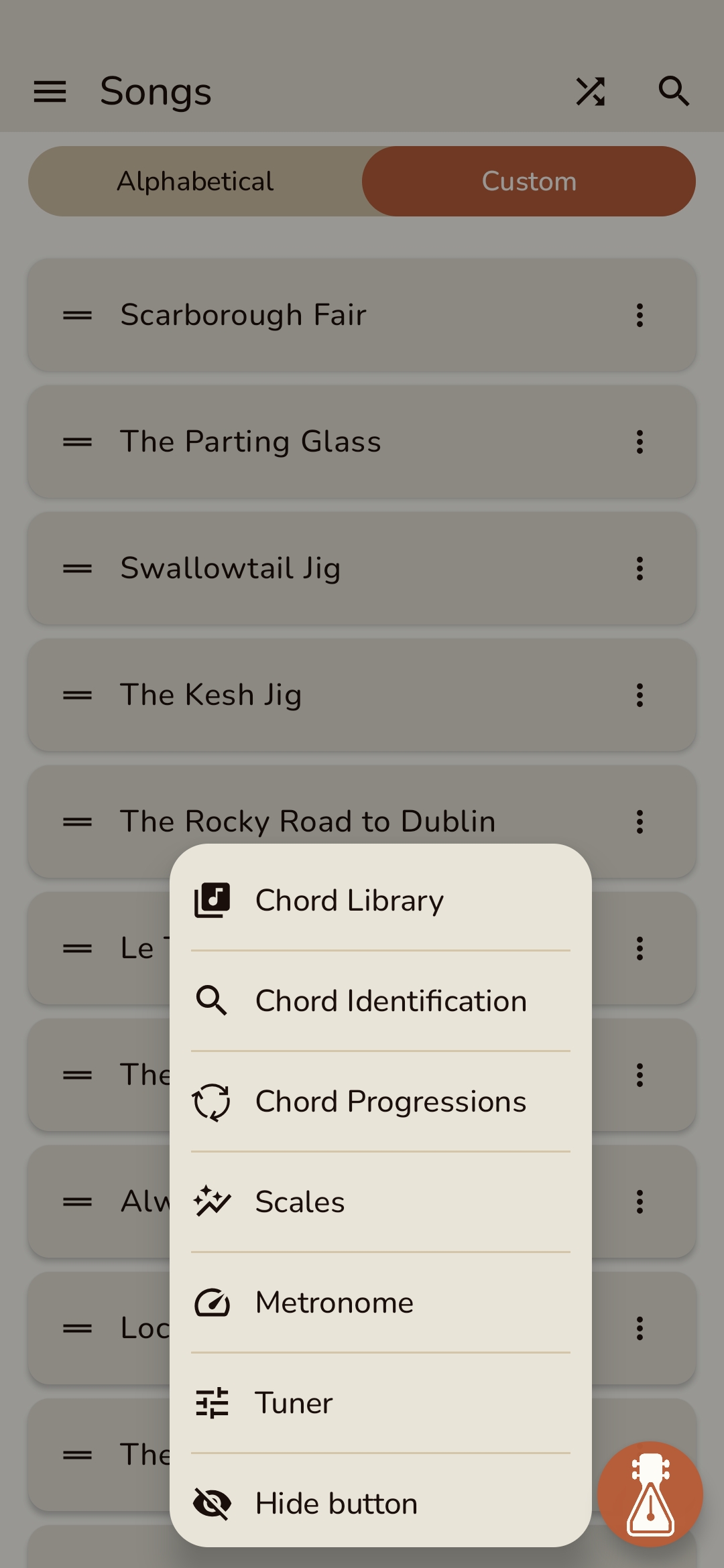 Floating tools button screenshot in Ukulele Pouch